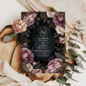 Invitation Moody Mauve Peony & Black Mariage gothique