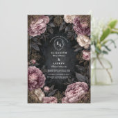Invitation Moody Mauve Peony & Black Mariage gothique (Debout devant)