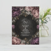 Invitation Moody Mauve Peony Mariage gothique (Debout devant)