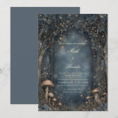 Invitation Moody Midnight Gothic Arch Forest Wedding (Devant / Derrière)