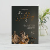 Invitation Moody Modern Dark Boho Rustique Floral Mariage (Debout devant)
