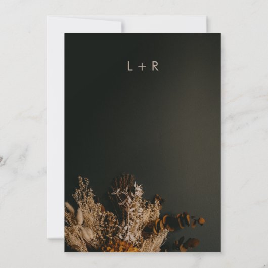Invitation Moody Modern Dark Boho Rustique Floral Mariage (Dos)