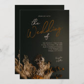 Invitation Moody Modern Dark Boho Rustique Floral Mariage (Devant / Derrière)
