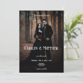 Invitation Moody moderne gothique Photo Mariage foncé (Debout devant)