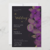 Invitation Moody moderne Orchidées violettes foncées Mariage  (Devant)