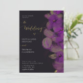Invitation Moody moderne Orchidées violettes foncées Mariage  (Debout devant)