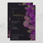 Invitation Moody moderne Orchidées violettes foncées Mariage  (Devant / Derrière)