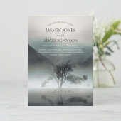 Invitation Moody Mountain Dark esthétique Mariage bois (Debout devant)