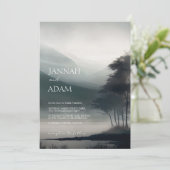 Invitation Moody Mountain Dark esthétique Mariage bois (Debout devant)