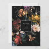Invitation Moody Noir Romantique Floral Néerlandais Painterly (Dos)