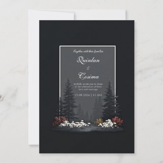 Invitation Moody Nordic Forest Wildflower Wedding (Devant)