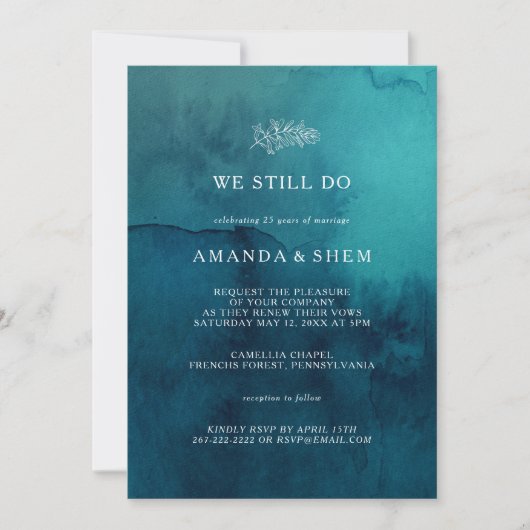 Invitation Moody Ocean Aquarelle Nous Continuons À Vow Renouv (Devant)