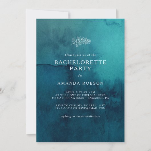 Invitation Moody Ocean Watercol Bachelorette (Devant)