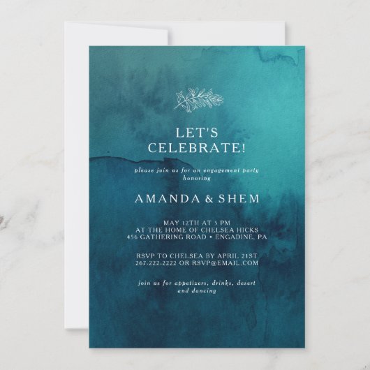 Invitation Moody Ocean Watercolor Fêtons l'invitation (Devant)