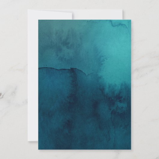 Invitation Moody Ocean Watercolor Fêtons l'invitation (Dos)