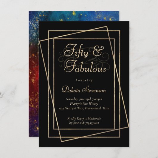 Invitation Moody Ombre | Joyau Tone Fabuleux 50e anniversaire (Devant / Derrière)