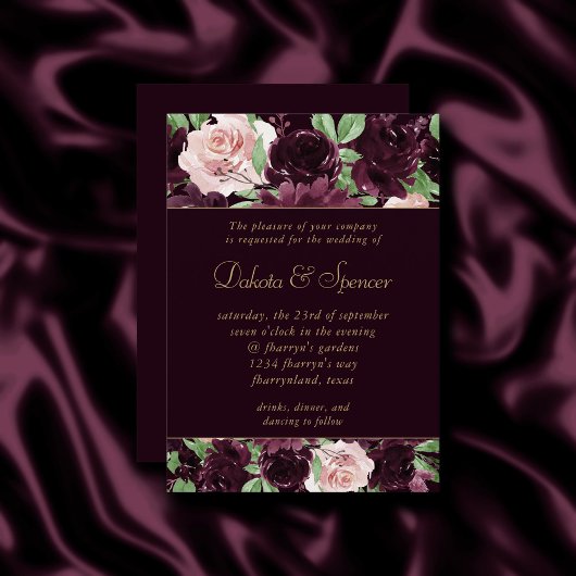 Invitation Moody Passion | Dramatique Rose de vin pourpre Gar