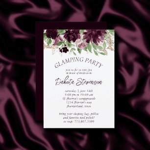 Invitation Moody Passion   Purple Floral Frame Flamping Party