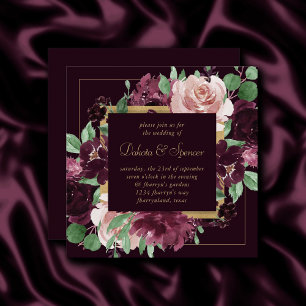 Invitation Moody Passion   Vin violet Dramatique Rose Wreath