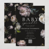 Invitation Moody Peony Dark Floral Baby Sprinkle (Devant / Derrière)
