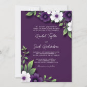 Invitation Moody Plum Blooms Dusty Shades Purple Mariage (Devant)