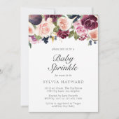 Invitation Moody Plum Floral et Fig Girl Baby Sprinky (Devant)