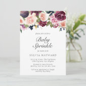 Invitation Moody Plum Floral et Fig Girl Baby Sprinky (Debout devant)