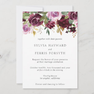 Invitation Moody Plum Floral Mariage