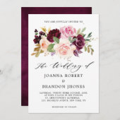 Invitation Moody Plum violet rose rose rose rose rose Mariage (Devant / Derrière)