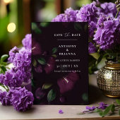 Invitation Moody Purple Bloom Grunge Enregistrer la date Mari