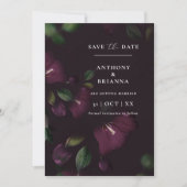 Invitation Moody Purple Bloom Grunge Enregistrer la date Mari (Devant)