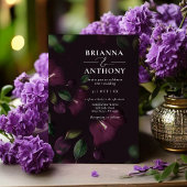 Invitation Moody Purple Bloom Grunge Mariage