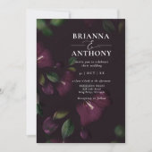 Invitation Moody Purple Bloom Grunge Mariage (Devant)
