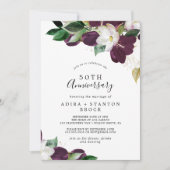 Invitation Moody Purple Blooms 50e anniversaire du Mariage (Devant)