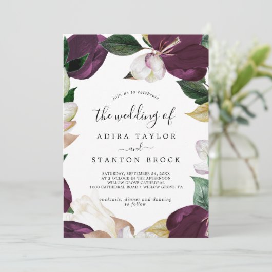 Invitation Moody Purple Blooms Le Mariage De (Debout devant)