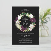 Invitation Moody Purple Blooms | Mariage de couronne noire (Debout devant)