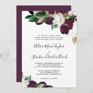 Invitation Moody Purple Blooms Mariage traditionnel