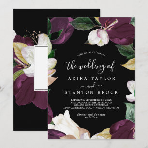 Invitation Moody Purple Blooms   Noir Le Mariage De