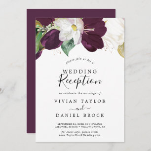 Invitation Moody Purple Blooms Réception de mariage