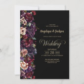Invitation Moody Purple Bourgogne Tout En Un Mariage Floral (Devant)