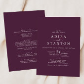 Invitation Moody Purple Coordonner Plum Tout en un Mariage