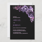 Invitation Moody Purple Floral tout en un seul Mariage (Devant)