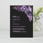 Invitation Moody Purple Floral tout en un seul Mariage (Debout devant)