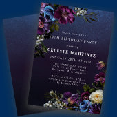 Invitation Moody Purple Flowers 19e fête d'anniversaire