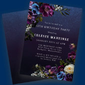 Invitation Moody Purple Flowers 40e fête d'anniversaire