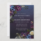Invitation Moody Purple Flowers 40e fête d'anniversaire (Devant)