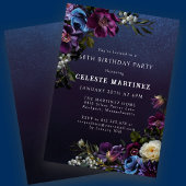 Invitation Moody Purple Flowers 60e anniversaire