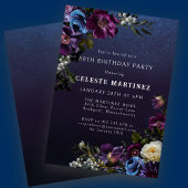 Invitation Moody Purple Flowers 80e anniversaire