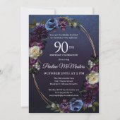 Invitation Moody Purple Flowers 90e anniversaire (Devant)