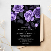 Invitation Moody Purple Rose Floral Dark Gothique Mariage